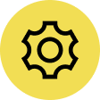 Black gear symbol in circle