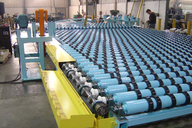 Automated conveyor belt in manufacturing facility.