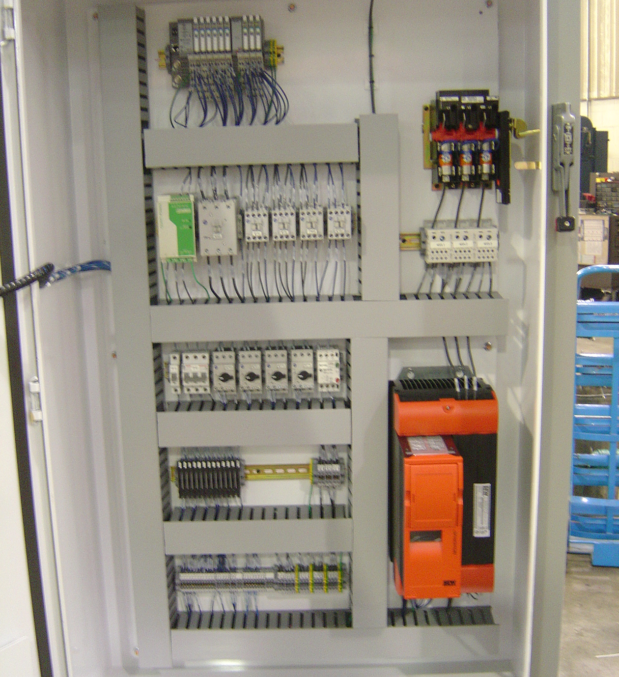 Electrical control panel with wiring